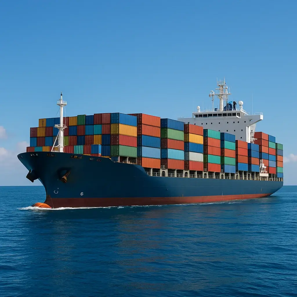 Buque portacontenedores en alta mar – servicio de carga marítima internacional de Massara Logistics